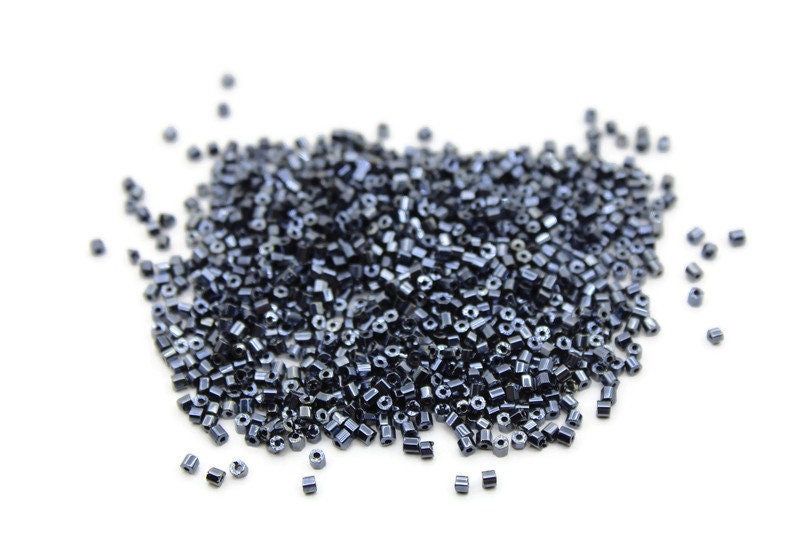 11/0 Preciosa 2 Cut Beads, Hematite Luster, Hexagon Glass Czech Seed Beads, 20/50/100 Grams Packs, Preciosa Ornella Beads, Embroidery Beads, Jewelry Findings, 49102/S12