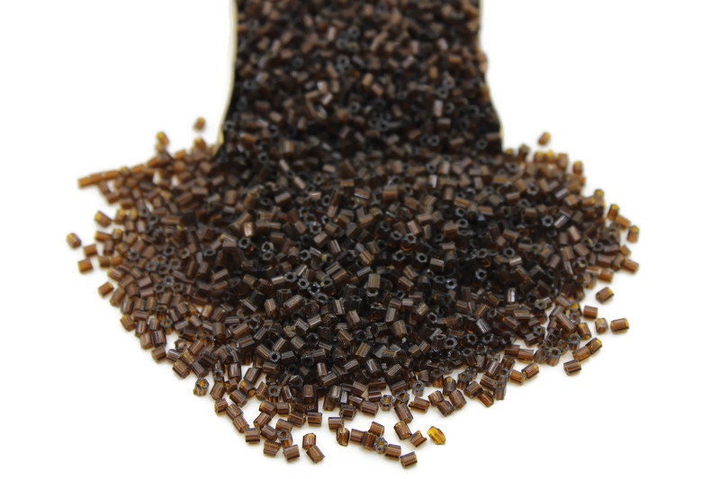 11/0 2 Cut Seed Beads, Tr. Dark Brown , 20/50/100 Grams Packs, Embroidery making, Economical Jewelry Making, Indian Hex Cut, Hexagon Beads, 13D/45.