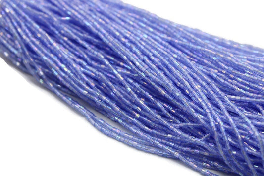 Miyuki Hexagon 2 Cut, 15/0, Periwinkle Blue Rainbow, Japanese Beads, 1 Hank, Embroidery Beads, Jewelry Findings, Vintage Beads, Hex Cut Beads