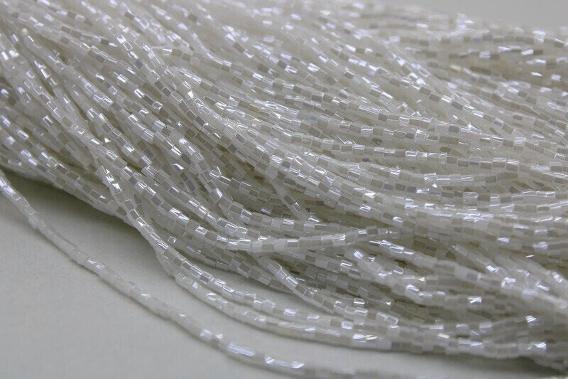 Miyuki Hexagon 2 Cut, 15/0, Bright White Opaque Luster, Japanese Beads, 1 Hank, Embroidery Beads, Jewelry Findings, Vintage Beads, Hex Cut Beads