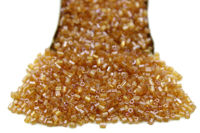 11/0 2 Cut Seed Beads, Marigold Luster, 20/50/100 Grams Packs, Embroidery making, Economical Jewelry Making, Indian Hex Cut, Hexagon Beads, 113L/12.