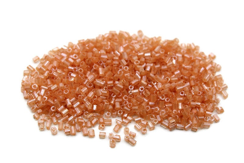 11/0 2 Cut Seed Beads, Burnt Orange Luster, 20/50/100 Grams Packs, Embroidery making, Economical Jewelry Making, Indian Hex Cut, Hexagon Beads, 1048D/22.
