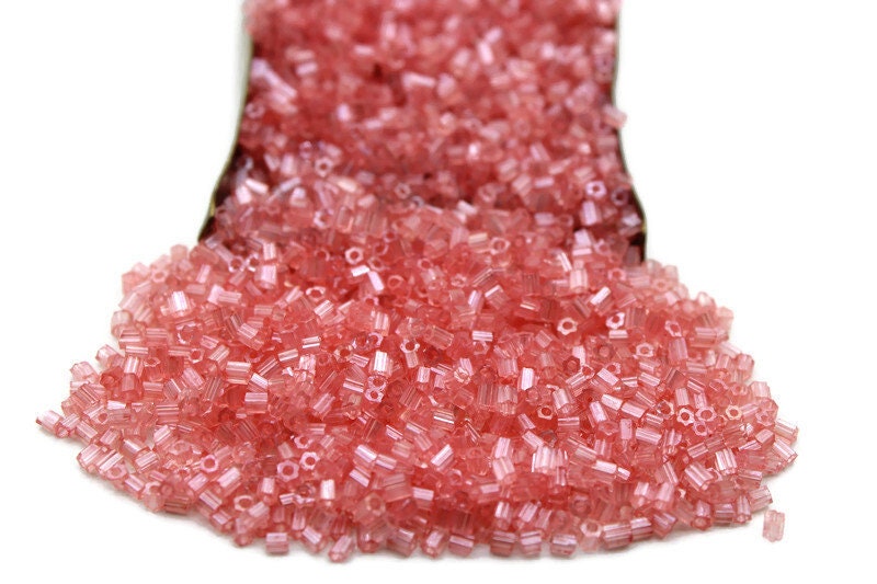 11/0 2 Cut Seed Beads, Neon Pink Luster, 20/50/100 Grams Packs, Embroidery making, Economical Jewelry Making, Indian Hex Cut, Hexagon Beads, 20L/24.