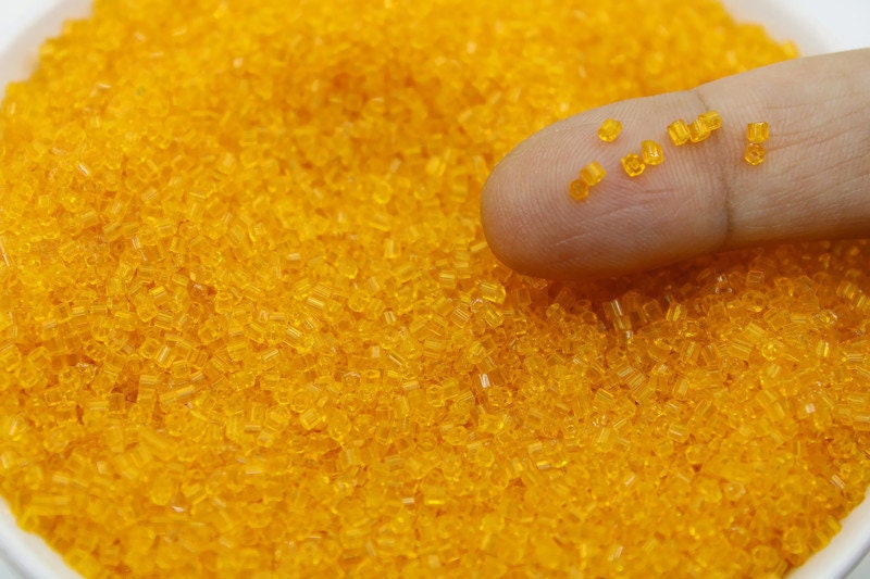 11/0 Preciosa 2 Cut Beads, Tr. Marigold Yellow, Hexagon Glass Czech Seed Beads, 20/50/100 Grams Packs, Preciosa Ornella Beads, Embroidery Beads, Jewelry Findings, 80060/S2