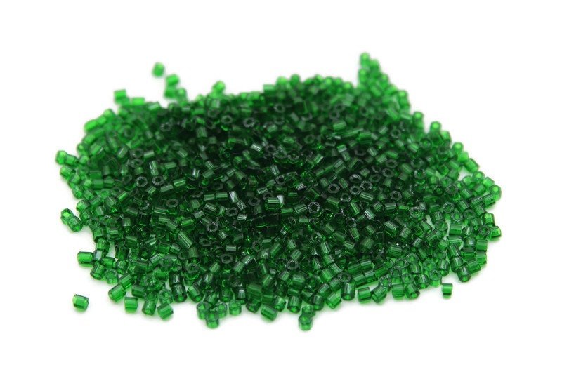11/0 Preciosa 2 Cut Beads, Green Transparent, Hexagon Glass Czech Seed Beads, 20/50/100 Grams Packs, Preciosa Ornella Beads, Embroidery Beads, Jewelry Findings, 50120/S7