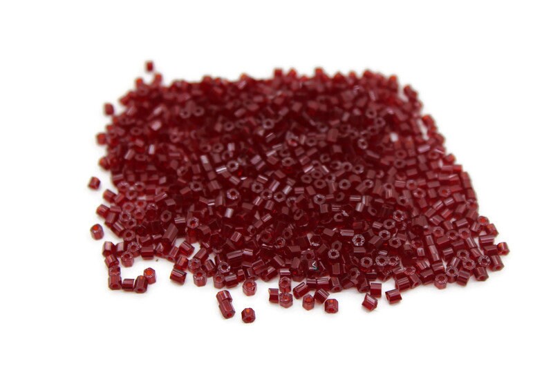 11/0 Preciosa 2 Cut Beads, Tr. Ruby Red, Hexagon Glass Czech Seed Beads, 20/50/100 Grams Packs, Preciosa Ornella Beads, Embroidery Beads, Jewelry Findings, 90090/S9