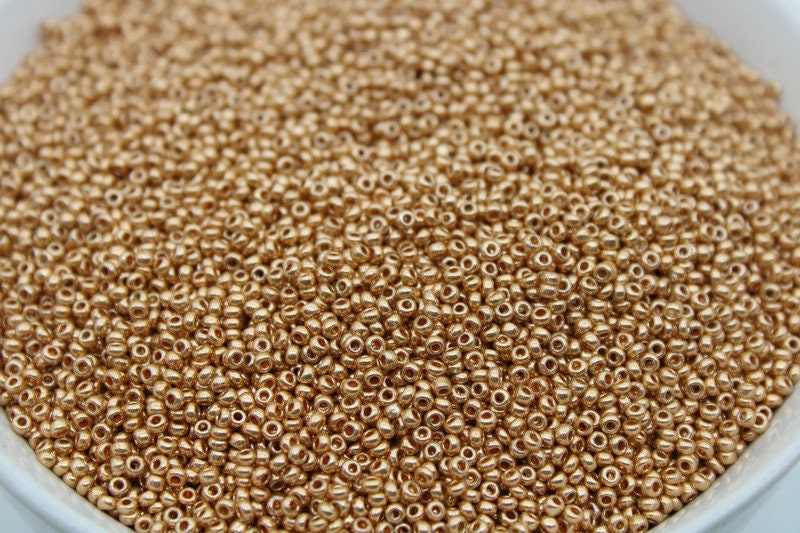 11/0 Preciosa Seed Beads, Bronze Uni Gold, 20/50/100 Grams Packs, Preciosa Ornella Beads, Embroidery Beads, Jewelry Findings, Craft Supply, 01770/S11