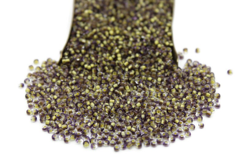 11/0 L. Brown-Yellow Striped Seed Beads, 20/50/100 Grams Packs, Embroidery Beads, Jewelry Beads, Craft Supply, Rondelle Beads, Indian Seed Beads, 491/8.