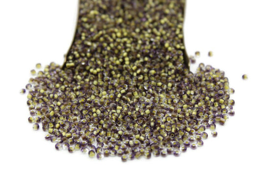 11/0 L. Brown-Yellow Striped Seed Beads, 20/50/100 Grams Packs, Embroidery Beads, Jewelry Beads, Craft Supply, Rondelle Beads, Indian Seed Beads, 491/8.