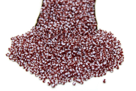 11/0 Burgundy-White Striped Seed Beads, 20/50/100 Grams Packs, Embroidery Beads, Jewelry Beads, Craft Supply, Rondelle Beads, Indian Seed Beads, 451/1.