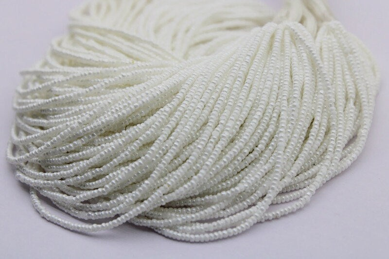 13/0 Charlotte True Cut Beads, White Luster (2 Perfect Facets) 1 Hank, Embroidery Material, Jewelry Supply, Vintage Premium True Cuts, 47102
