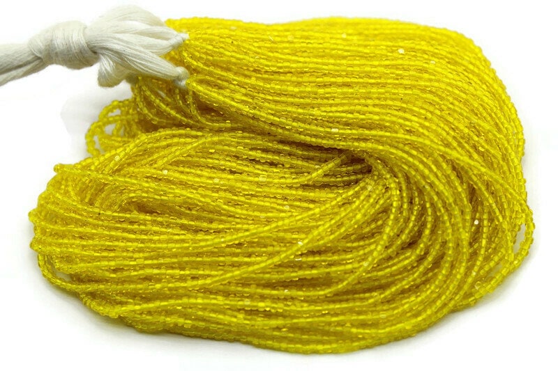 11/0 Charlotte true Cut Beads Tr. Yellow  (2 Perfect Facets) 1/3/5 Hanks, Embroidery Material, Jewelry Supply, Vintage Premium True Cuts, 80010