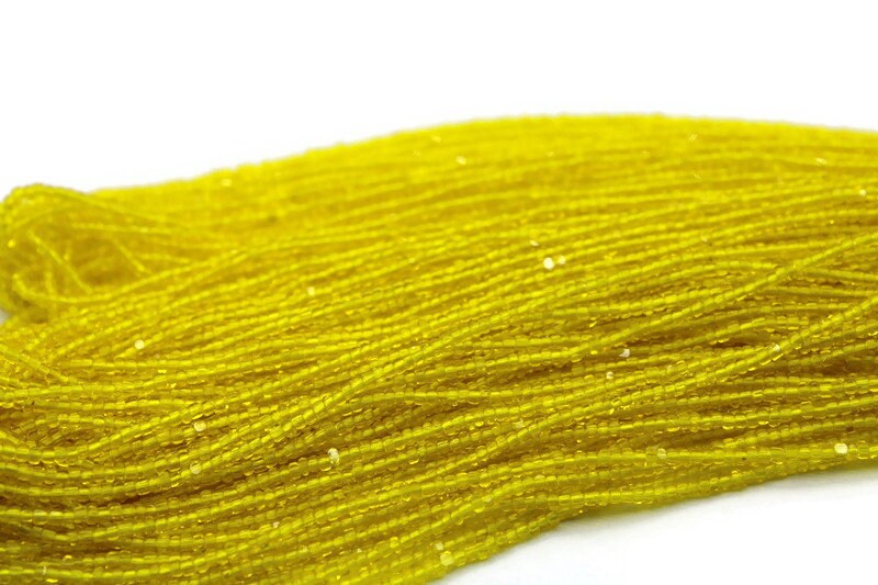 11/0 Charlotte true Cut Beads Tr. Yellow  (2 Perfect Facets) 1/3/5 Hanks, Embroidery Material, Jewelry Supply, Vintage Premium True Cuts, 80010