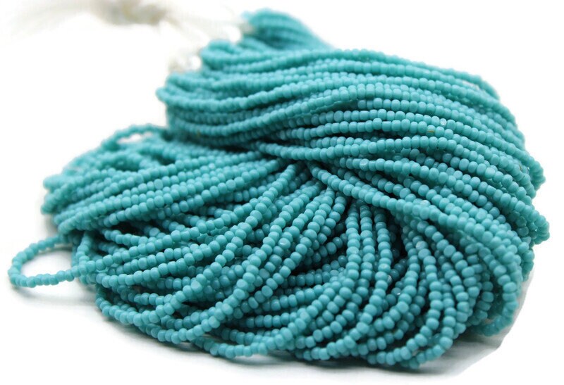 11/0 Charlotte true Cut Beads Turquoise Blue Opaque (2 Perfect Facets) 1/3/5 Hanks, Embroidery Material, Jewelry Supply, Vintage Premium True Cuts, 63130