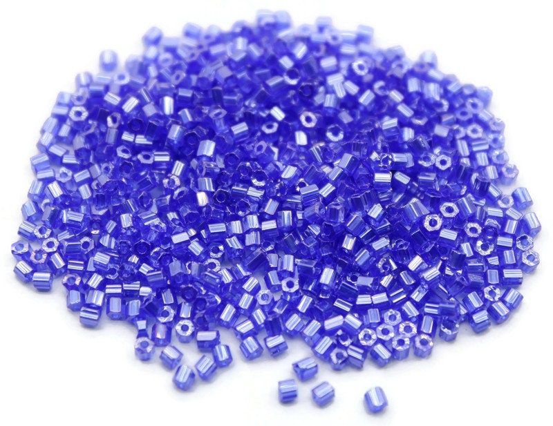 11/0 Preciosa 2 Cut Beads, Royal Blue Luster, Hexagon Glass Czech Seed Beads, 20/50/100 Grams Packs, Preciosa Ornella Beads, Embroidery Beads, Jewelry Findings, 36050/S19