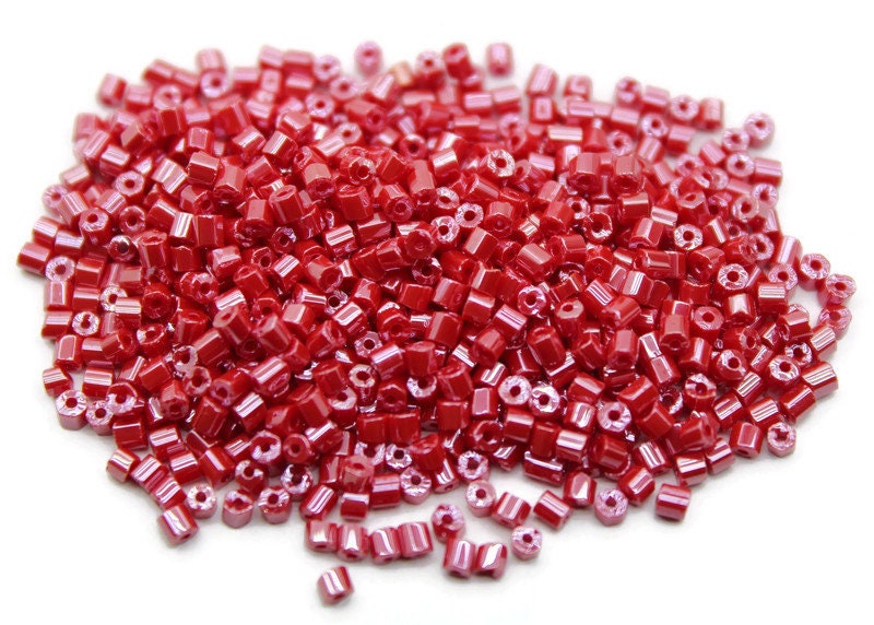 11/0 Preciosa 2 Cut Beads, Lipstick Red Luster, Hexagon Glass Czech Seed Beads, 20/50/100 Grams Packs, Preciosa Ornella Beads, Embroidery Beads, Jewelry Findings, 18600/S34