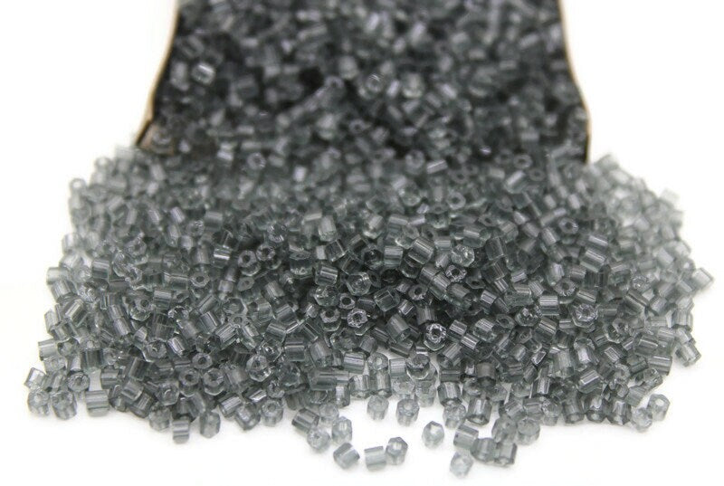 11/0 Preciosa 2 Cut Beads, Gray Transparent, Hex Glass Czech Seed Beads, 20/50/100 Grams Packs, Preciosa Ornella Beads, Embroidery Beads, Jewelry Findings, 40010/S41