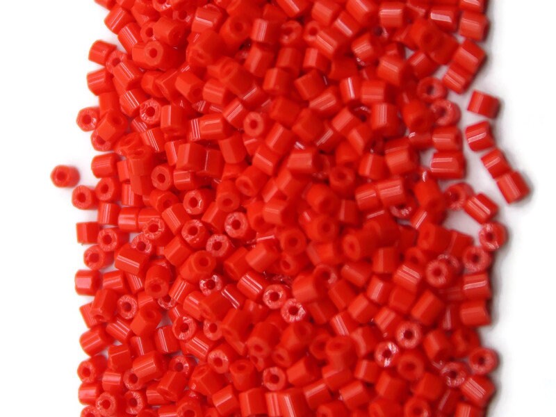 11/0 Preciosa 2 Cut Beads, Light Red Opaque, Hexagon Glass Czech Seed Beads, 20/50/100 Grams Packs, Preciosa Ornella Beads, Embroidery Beads, Jewelry Findings, 93170/S56