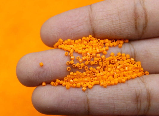 Miyuki Hexagon 2 Cut, 15/0, Marigold Opaque, Japanese Seed Beads, 10/20/50 Grams, Hex Cut Beads, Miyuki Beads, Embroidery Material, Jewelry Supply, 405/S18