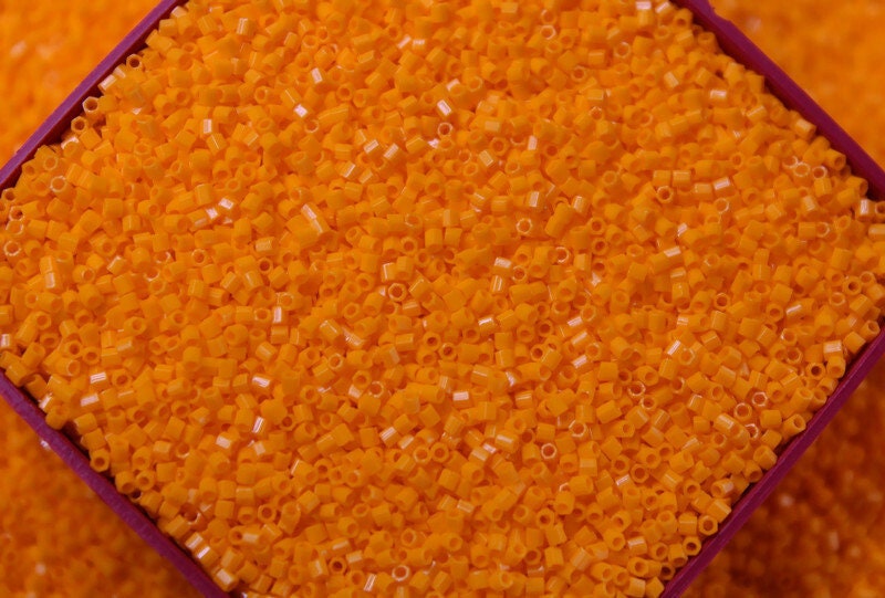 Miyuki Hexagon 2 Cut, 15/0, Marigold Opaque, Japanese Seed Beads, 10/20/50 Grams, Hex Cut Beads, Miyuki Beads, Embroidery Material, Jewelry Supply, 405/S18