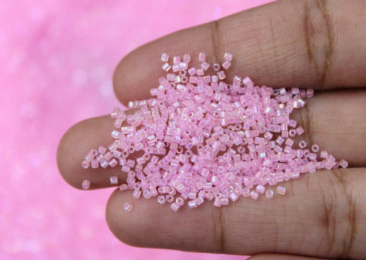 Miyuki Hexagon 2 Cut, 15/0, Pink Lined AB, Japanese Seed Beads, 10/20/50 Grams, Hex Cut Beads, Miyuki Beads, Embroidery Material, Jewelry Supply, 272/S16