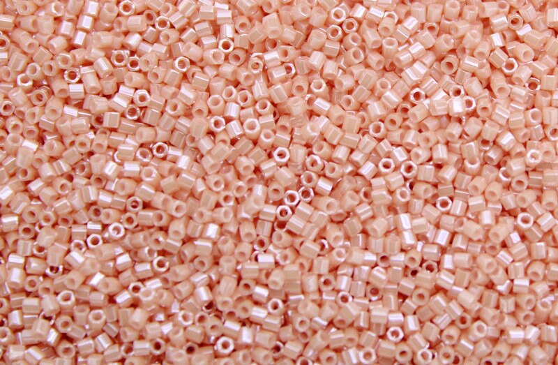 Miyuki Hexagon 2 Cut, 15/0, Salmon Opaque Luster, Japanese Seed Beads, 10/20/50 Grams, Hex Beads, Miyuki Glass Beads, Embroidery Material, 429/S11