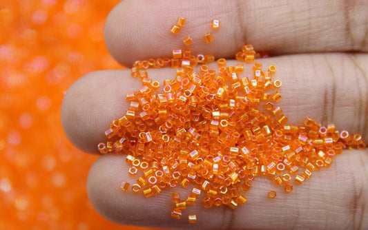 Miyuki Hexagon 2 Cut, 15/0, Orange Luster AB, Japanese Seed Beads, 10/20/50 Grams, Hex Cut Beads, Miyuki Glass Beads, Embroidery Material, 253/S6