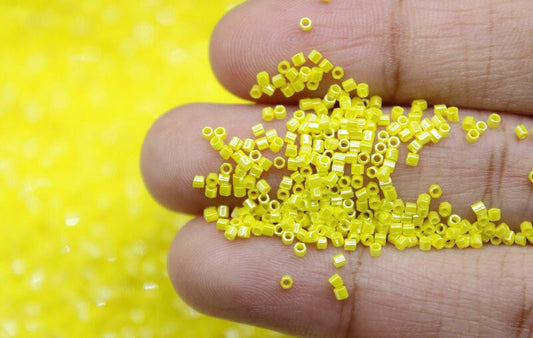 Miyuki Hexagon 2 Cut, 15/0, Lemon Yellow Luster, Japanese Seed Beads, 10/20/50 Grams, Hex Beads, Miyuki Glass Beads, Embroidery Material, 422/S2