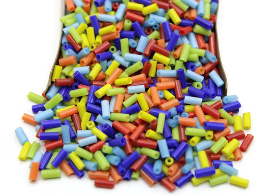 Czech Bugle Beads, Mix Colors, 5 mm, 10/20/50/100 Grams Packs, Vintage Czech Beads, Embroidery Beads, Jewelry Beads, Craft Supply
