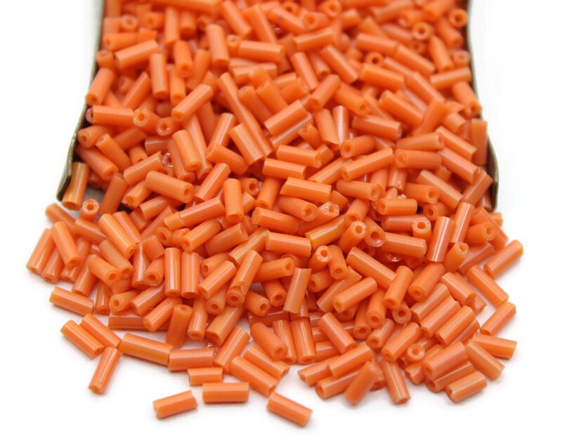 Czech Bugle Beads, Salmon, 5 mm, 10/20/50/100 Grams Packs, Vintage Czech Beads, Embroidery Beads, Jewelry Beads, Craft Supply