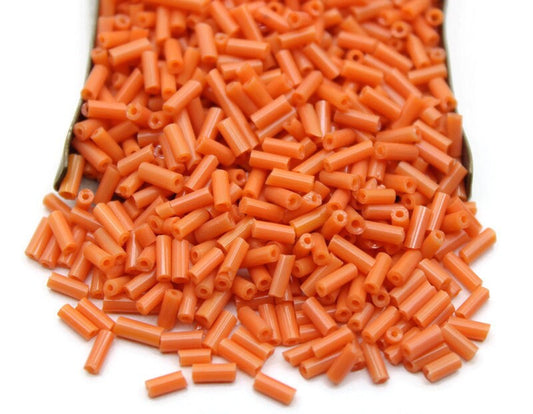 Czech Bugle Beads, Salmon, 5 mm, 10/20/50/100 Grams Packs, Vintage Czech Beads, Embroidery Beads, Jewelry Beads, Craft Supply