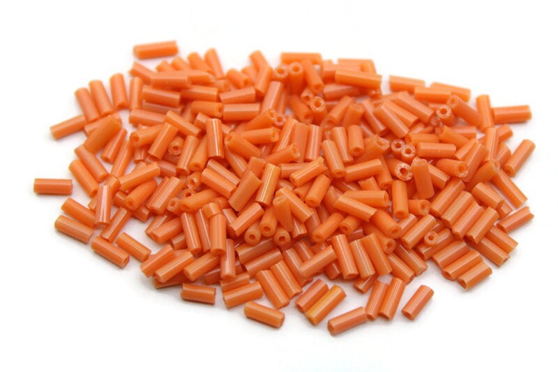 Czech Bugle Beads, Salmon, 5 mm, 10/20/50/100 Grams Packs, Vintage Czech Beads, Embroidery Beads, Jewelry Beads, Craft Supply