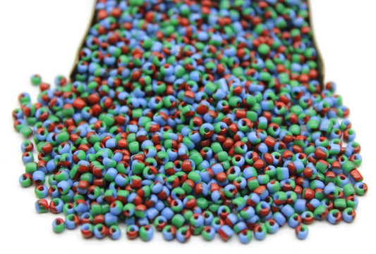 11/0 Blue-Orange-Green Rare Striped Seed Beads, 20/50/100 Grams Packs, Embroidery Beads, Jewelry Beads, Craft Supply, Indian Seed Beads, 543/11.