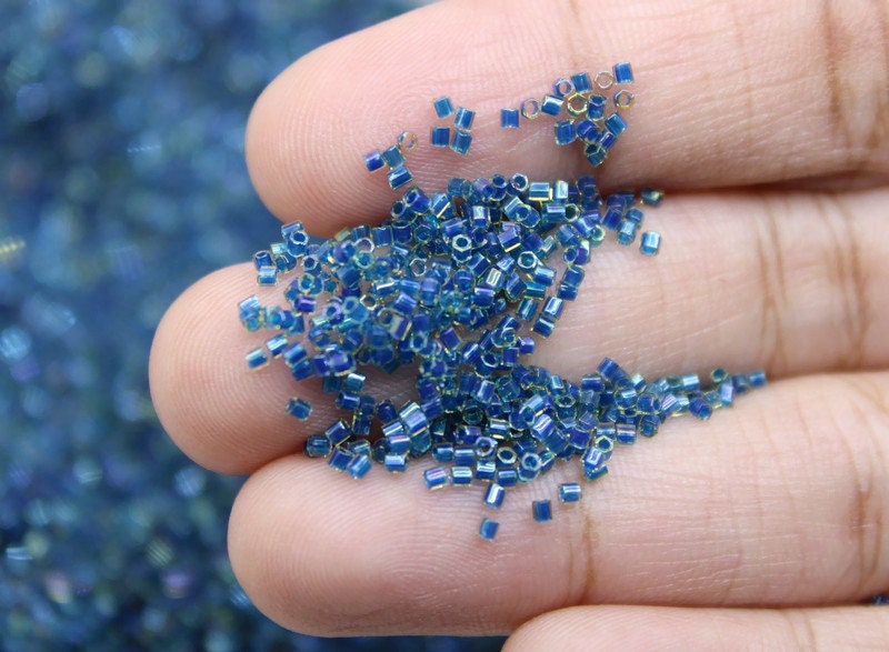 Miyuki Hexagon 2 Cut, 15/0, Blue Lined Aqua AB, Japanese Seed Beads, 10/20/50 Grams, Hex Beads, Miyuki Glass Beads, Embroidery Material, 347/S15