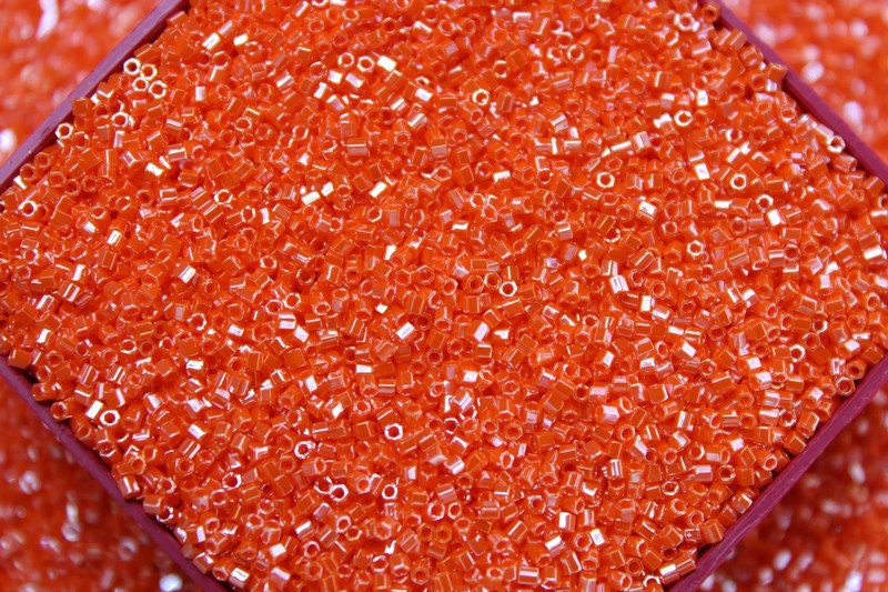 Miyuki Hexagon 2 Cut, 15/0, Dark Orange Luster, Japanese Seed Beads, 10/20/50 Grams, Hex Beads, Miyuki Glass Beads, Embroidery Material, 424/S19