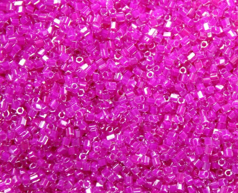 Miyuki Hexagon 2 Cut, 15/0, Fuchsia Inside-Color, Japanese Seed Beads, 10/20/50 Grams, Hex Beads, Miyuki Glass Beads, Embroidery Material, 209/S14