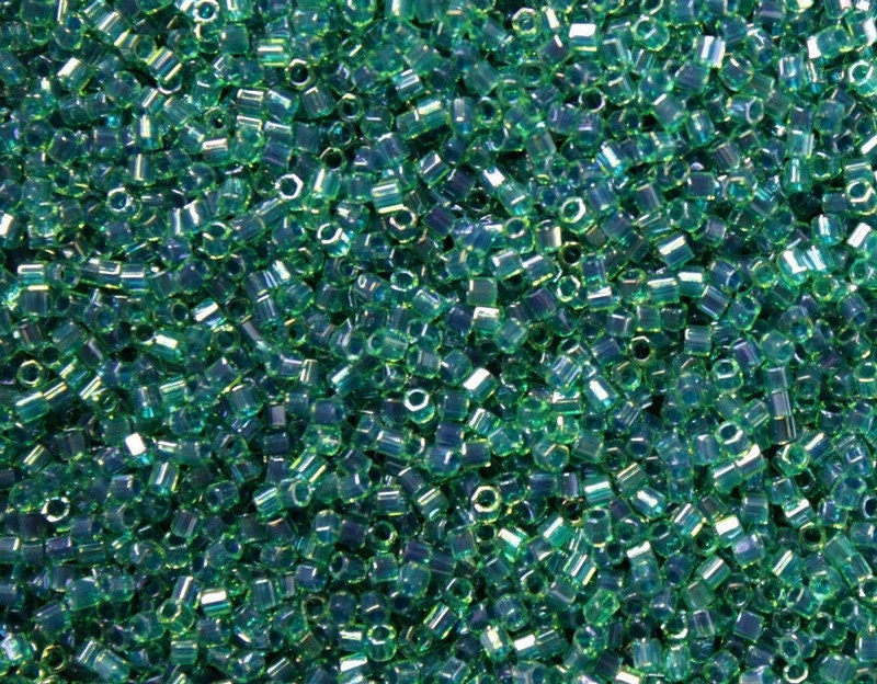 Miyuki Hexagon 2 Cut, 15/0, Sacramento Green AB, Japanese Seed Beads, 10/20/50 Grams, Hex Beads, Miyuki Glass Beads, Embroidery Material, Jewelry Supply, 291/S12