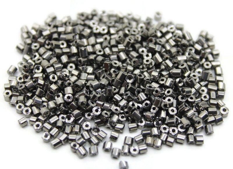 11/0 Preciosa 2 Cut Beads, Light Charcoal Metallic, Hexagon Glass Czech Seed Beads, 20/50/100 Grams Packs, Preciosa Ornella Beads, Embroidery Beads, Jewelry Findings, V.S.L.M/S25