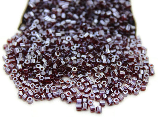 11/0 Preciosa 2 Cut Beads, Burgundy Luster, Hexagon Glass Czech Seed Beads, 20/50/100 Grams Packs, Preciosa Ornella Beads, Embroidery Beads, Jewelry Findings, 96120/S30