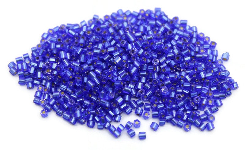 11/0 Preciosa 2 Cut Beads, Sapphire Blue Silver-Lined, Hexagon Glass Czech Seed Beads, 20/50/100 Grams Packs, Preciosa Ornella Beads, Embroidery Beads, Jewelry Findings, 37050/S40