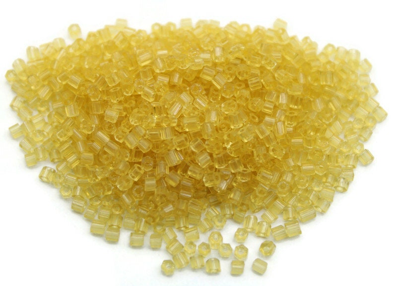 11/0 Preciosa 2 Cut Beads, Light Gold Transparent, Hexagon Glass Czech Seed Beads, 20/50/100 Grams Packs, Preciosa Ornella Beads, Embroidery Material, Jewelry Findings, 10020/S48