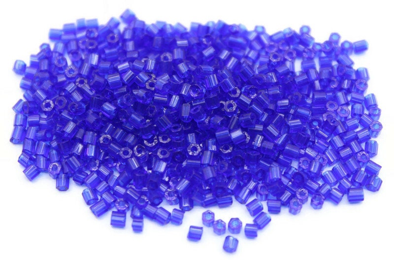 11/0 Preciosa 2 Cut Beads, Royal Blue Transparent, Hexagon Glass Czech Seed Beads, 20/50/100 Grams Packs, Preciosa Ornella Beads, Embroidery Beads, Jewelry Findings, 60300/S53