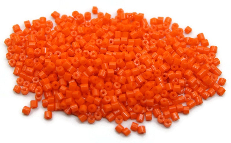 11/0 Preciosa 2 Cut Beads, Orange Opaque, Hexagon Glass Czech Seed Beads, 20/50/100 Grams Packs, Preciosa Ornella Beads, Embroidery Beads, Jewelry Findings, 93140/S64