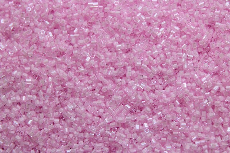 Miyuki Hexagon 2 Cut, 15/0, Pink Lined Crystal, Japanese Seed Beads, 10/20/50 Grams, Hex Cut Beads, Miyuki Beads, Embroidery Material, 207/S32