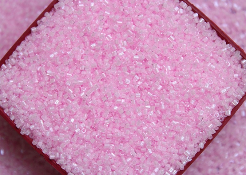 Miyuki Hexagon 2 Cut, 15/0, Pink Lined Crystal, Japanese Seed Beads, 10/20/50 Grams, Hex Cut Beads, Miyuki Beads, Embroidery Material, 207/S32