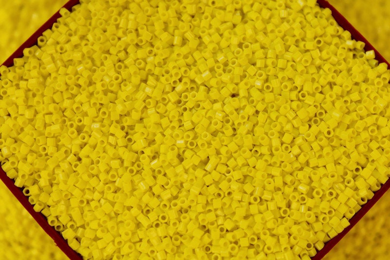 Miyuki Hexagon 2 Cut, 15/0, Opaque Yellow, Japanese Seed Beads, 10/20/50 Grams, Hex Cut Beads, Miyuki Glass Beads, Embroidery Material, 404/S36