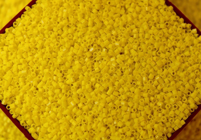 Miyuki Hexagon 2 Cut, 15/0, Opaque Yellow, Japanese Seed Beads, 10/20/50 Grams, Hex Cut Beads, Miyuki Glass Beads, Embroidery Material, 404/S36