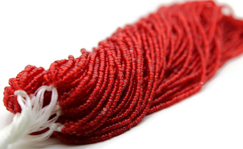 11/0 Charlotte true Cut Beads Light Red Transparent (2 Perfect Facets) 1/3/5 Hanks, Embroidery Material, Jewelry Supply, Vintage Premium True Cuts, 90070