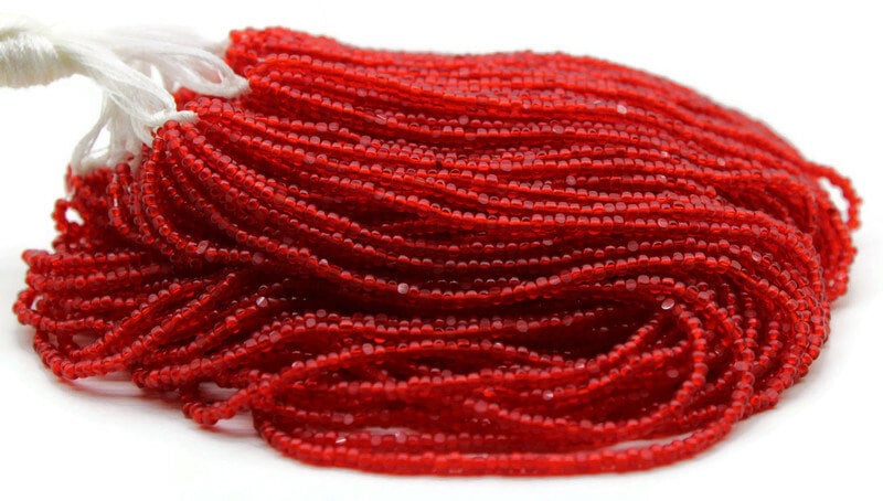 11/0 Charlotte true Cut Beads Light Red Transparent (2 Perfect Facets) 1/3/5 Hanks, Embroidery Material, Jewelry Supply, Vintage Premium True Cuts, 90070