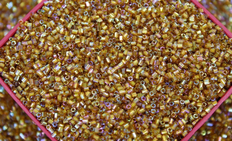 Matsuno Hexagon 2 Cut, 15/0, Topaz AB, Japanese Seed Beads, 10/20/50 Grams, Hex Cut Beads, MGB Beads, Embroidery Material, Supply, 24-R (551)/S5